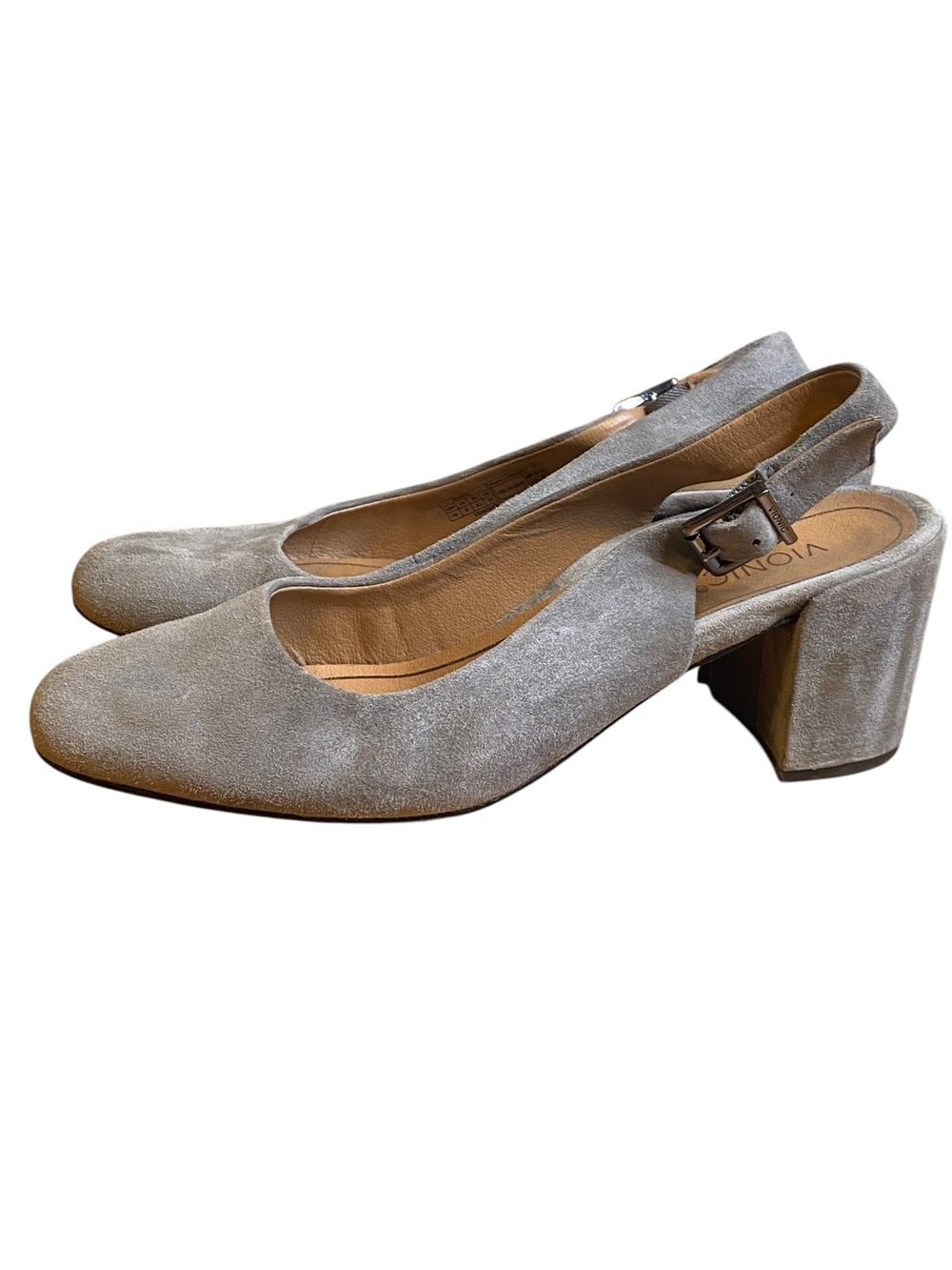 Vionic Nareen Gray Suede Slingback Block Heel Pumps Women’s Size 10
